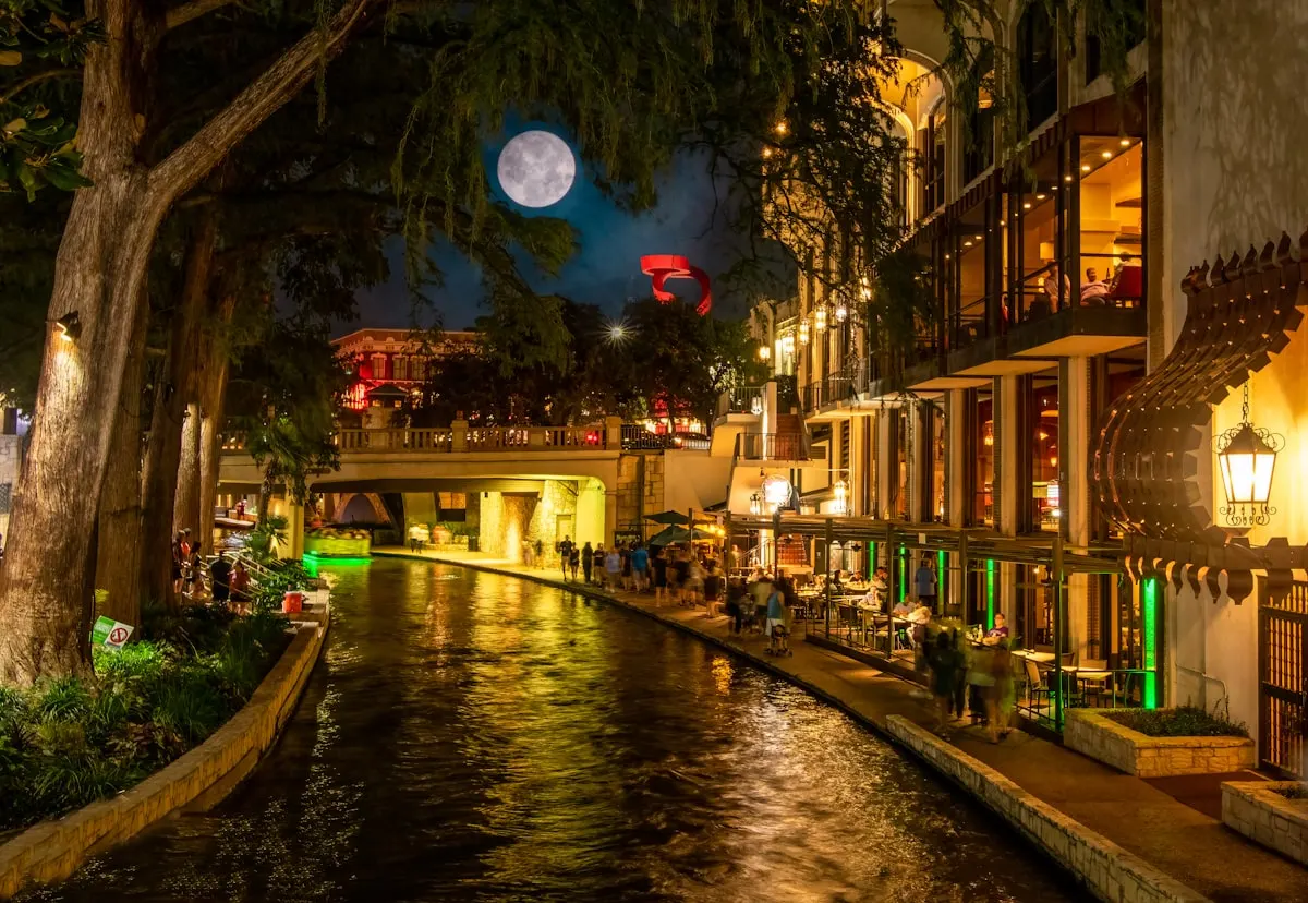 San Antonio River Walk at night
